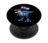 Colorado Dinosaur T-Rex Denver Flag Boulder Ski Hombres Mujeres PopSockets PopGrip Adhesivo