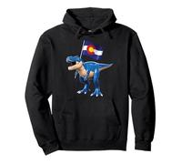 Colorado Dinosaur T-Rex Denver Flag Boulder Ski Hombres Mujeres Sudadera con Capucha
