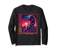 Colorado Mountain Wolf - Lobo, Luna y Estrellas Retro Manga Larga