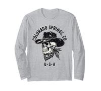 Colorado Springs CO USA Cowboy Skull Diseño Desgastado Manga Larga