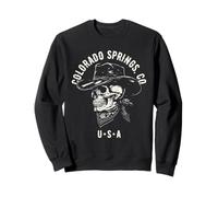 Colorado Springs CO USA Cowboy Skull Diseño Desgastado Sudadera