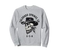 Colorado Springs CO USA Cowboy Skull Diseño Desgastado Sudadera