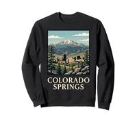 Colorado Springs Montaña Horizonte Retro Picos Bosque Ciudad Sudadera