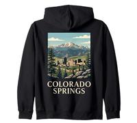 Colorado Springs Montaña Horizonte Retro Picos Bosque Ciudad Sudadera con Capucha
