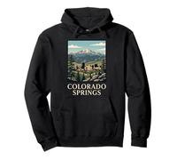 Colorado Springs Montaña Horizonte Retro Picos Bosque Ciudad Sudadera con Capucha