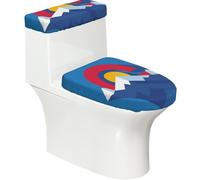 Colorado State Flag - Juego de tapa de inodoro y tapa de tanque de inodoro, 2 piezas de accesorios de decoración de baño, diseño elástico de impresión completa, se adapta a la mayoría de inodoros