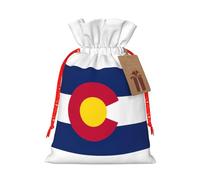 Colorado State Flag Print Festive Christmas Bag Drawstring Bags Holiday Xmas Seasonal Decor Gift Gifts