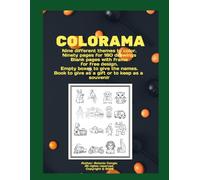 COLORAMA: Nine different themes, all to color. Animals, fruit, flowers, toys, fantasy, landscapes, superheroes, vehicles, houses. Ninety pages with 180 drawings.