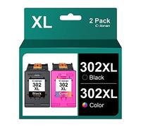Coloran 302XL Cartuchos de Tinta Remanufacturados Compatible para HP 302 XL para Officejet 3830 3831 3833 3835 4650 5220 5230 Envy 4520 4525 Deskjet 2130 3630 3632, 2-Pack (Negro, Color)