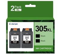 Coloran 305XL - Cartuchos compatibles con HP 305 XL para HP DeskJet 2710 2720 2700 DeskJet Plus 4100 4110 4120 Envy 6010 6020 6032 Envy Pro 6400 6420 (2 Negros)