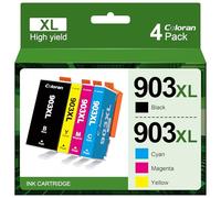 Coloran 903XL 903 Cartuchos de Impresora de Repuesto para HP 903 XL 903XL Multipack, Compatible con impresoras HP OfficeJet 6950 6951, HP OfficeJet Pro 6960 6970 6974 (4 Unidades, Negro, Cian,