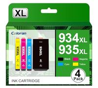 Coloran 934XL 935XL Cartuchos de Alta Capacidad compatibles con HP 934 XL 935 XL para Officejet Pro 6230 6830 6835 OfficeJet 6820 6220 6812 6815 (Negro, Cian, Magenta y Amarillo, 4-Pack)