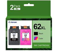 Coloran Cartuchos de Tinta 62XL para HP 62 XL Negro y Tricolor, Compatible con Envy 5540 5541 5542 5543 5544 5545 5546 5547 5548 5640 5642 5644 7640 OfficeJet 200 2500 5740. 5742 5744 (Paquete de 2)
