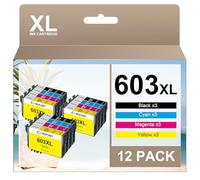 Coloran - Cartuchos de Tinta para Epson 603XL para Expression Home XP-2100 XP-2150 XP-4100 XP-4105 XP-3100 XP-2155 Workforce WF-2830 WF-2835 (Paquete de 12)