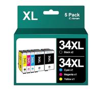 Coloran Multipack 34XL - Cartuchos de Tinta para Epson 34XL Epson Workforce Pro WF-3725 WF-3725DWF WF-3720 WF3720 WF-3720DWF WF-3700 (Negro, Cian, Magenta, Amarillo)
