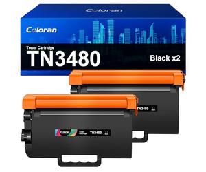 Coloran TN 3480 TN-3480 Tóner Compatible para Brother TN3480 TN3430 para Brother HL-L5100DN Toner HL-L5000DN MFC-L5750DW DCP-L5500DN (Negro, 2 Unidades)