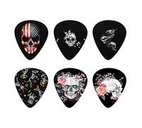 Coloranimal 6 unids/sets Cool Sugar Skull Floral Print Púas de guitarra para guitarra acústica bajo eléctrico -Celluloid Guitar Picks Plectrum Accesorios Espesor 0.96mm
