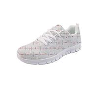 Coloranimal Air Mesh Zapatillas con Cordones para Mujeres Damas Transpirables Go Easy Running Flats Cute Nurse Heartbeat Pattern Calzado EU37