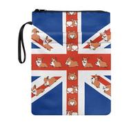 Coloranimal Bonita funda de libro con cremallera y estampado de la bandera del Reino Unido, para niños, niñas y adultos, ligera, bolsa de almacenamiento con bolsillos frontales para la escuela