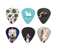 Coloranimal Bonito diseño de 6 piezas de púas de guitarra accesorios para mujeres y hombres regalos blanco Westie, Black Pug, Boston Terrier. Welsh Corgi-Celluloid púas de guitarra eléctrica