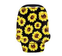 Coloranimal, cubierta de asiento de coche para bebé, diseño de girasol, color negro, para enfermera con cubierta de lactancia materna, para bebés, suave, cómoda, para asiento de coche, para coche, accesorio