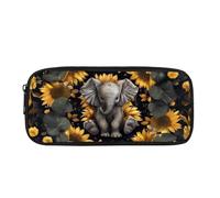Coloranimal Estuche para lápices para niñas, bonito estuche para lápices para niños, bolsa para bolígrafos con cremallera, suministros de vuelta a la escuela, Girasol Little Elephant, Bolsa para