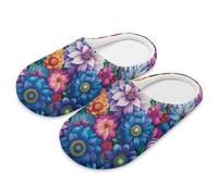 Coloranimal Pantuflas de casa para mujer, mullidas, de spa, con puntera cerrada, ligeras, cómodas, para dormitorio, interiores, Flor de mandala, 36.5/37.5 EU