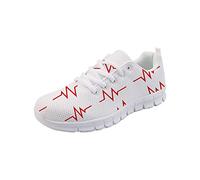 Coloranimal Road Running Jogging Sneakers para Mujeres niñas cómodos Zapatos Planos Transpirables con Cordones Moda Enfermera patrón Heartbeat Tenis Zapatos EU 36