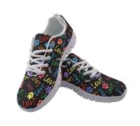 Coloranimal Zapatillas de fitness para mujer, ligeras, para caminar, correr, zapatillas de tenis cómodas con suela antideslizante, Colorido amor de pata de perro, 40 EU