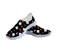 Coloranimal, Zapatos Ligeros de Malla de Aire para Mujer, Dibujos Animados de Enfermera, Lindas Zapatillas para Correr, Zapatos Planos Negros para Dentista, Calzado Go Walk EU43