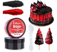 Colorante Alimentario en Polvo - 2 Colores Ultra Alta Concentración de Colorantes Alimentarios Reposteria Soluble en Agua, Colorante Alimenticio para Glaseado, Pastel, Macarrones, Rojo y Negro - 5 g