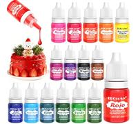 Colorante Alimentario Líquido - ERCorArt 16 Colores Colorante Alimentario de Grado Alimentario Vibrante, Juego de Colorantes Alimentarios Insípidos para Decoración de Nata Vegetal, Cocina, Fondant