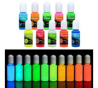 Colorante Resina Epoxi UV Fluorescente - Pigmento Líquido de Resina Epoxi Transparente Luminosa para Resina UV, Fabricación de Joyas - Tinte Resina Epoxi para Pintura, Manualidades - 10 ml Cada Uno