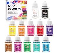 Colorantes Alimentarios,12 Colores x 10 ML Colorante Alimentario Vibrante de Grado Alimenticio,Líquido Concentrado para Decoración de Pasteles,Pasteles,Huevos de Pascua,Repostería,Galletas,Fondant