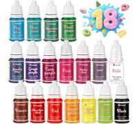 Colorantes Alimentarios,18 Colores x 10ML Colorante Alimentario Grado Alimenticio Comestible Alta Líquido Concentrado para Colorear de Pasteles,Huevos de Pascua,Galletas,Fondant,Icing,Hornear,Slime