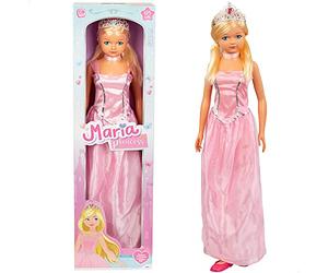 ColorBaby 43993 - Muñeca Grande, Princesa, Juguetes niños y niñas 3 años, para peinar, articuladas, Zapatos, Corona, Princesa Maria, Altura 105 cm