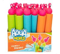Colorbaby 45567 - Aqua World Lanzadores de Agua con Mango de Flamenco, Juegos de Agua, Juguetes de Verano, Regalos Cumpleaños, Pistolas de Agua, Chorros de Agua, Paquete de 24 Unidades