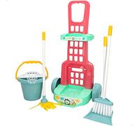 COLORBABY 45714 - Carrito de limpieza de juguete My Sweet Home / Incluye 5 piezas: escoba de juguete, recogedor, mopa y cubo / Carro de limpieza para niños