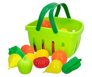 COLORBABY 45716 - Frutas y verduras de juguete con cesta / Incluye 21 piezas de comidita de juguete / Alimentos de juguete para niños, accesorios cocinita