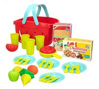 COLORBABY 45718 - Cesta de picnic de juguete con comidita y accesorios / Incluye 33 piezas, comida de juguete, alimentos de juguete para niños / Juego de picnic