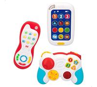 COLORBABY 46904, Set mandos y teléfono de juguete para bebés, Mando a distancia, Consola y móvil bebé con luz y sonido para niños, Control remoto, Pilas incluidas, Juguetes y regalos infantiles