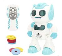 ColorBaby 47836 Warriors Robot Juguete teledirigido, Inteligente e Interactivo, 23 cm, Luz y Sonido, Lanzadiscos OVNI, Robótica, Robots teledirigidos, Juguetes niños 3 años, Regalo cumpleaños