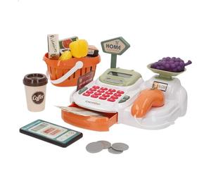 ColorBaby 47962 My Home Caja registradora Juguete, Luz y Sonido, Interactiva, Supermercado, Cesta de la Compra, Comida, Balanza, Monedas y Billetes, Tienda, Juguetes niños 3 años, Regalos Infantiles