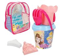 ColorBaby 48211 - Disney Princesas Set Cubo de Playa Princess con Pala, rastrillo, regadera y Accesorios con Mochila, Mochila de Playa para niños, Set Playa Infantil, Mochila con Juguetes