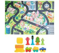 ColorBaby 49639 - Alfombra circuito coches infantil, tapete de juegos / Alfombras de juegos infantiles, alfombra para niños / Juguetes para niños, incluye accesorios blandos