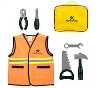ColorBaby 49957 - Set de herramientas para niños con chaleco, maletín y 7 piezas My Tools / Herramientas de juguete, juegos de construcción, kit de construcción de juguete para niños, Ingeniero