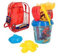 ColorBaby 77377 Marvel Spiderman Set de Playa Infantil, Conjunto de Cubo de Playa con Pala, rastrillo, regadera y Accesorios, Mochila de Playa para niños, Set Playa Infantil, Mochila con Juguetes