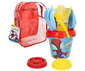 ColorBaby 77382 - Marvel Spidey y su superequipo Set de Playa Infantil, Conjunto de Cubo de Playa con Pala, rastrillo, regadera y Accesorios, Mochila de Playa para niños, Set Juguetes Infantil