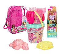 ColorBaby 77388 Barbie Set de Playa Infantil con Pala y Accesorios, Conjunto de Cubo de Playa, Mochila de Playa para niñas, Set Playa Infantil, Mochila con Juguetes