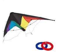 COLORBABY 85092 - Cometa acrobática, Arcoíris, 125x72 cm, 2 asas redondas, aerodinámica, Pop Up, Cometas para niños, + 8 años, Juegos de exterior para niños